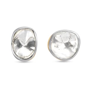 Luxuriant Lab Grown Polki Diamond 0.50 ctw Stud Earrings in 18K Vermeil Yellow Gold Over Sterling Silver