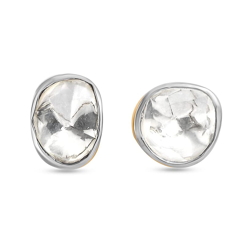 D'Joy Lab Grown Polki Diamond 0.50 ctw Stud Earrings in 18K Vermeil Yellow Gold Over Sterling Silver