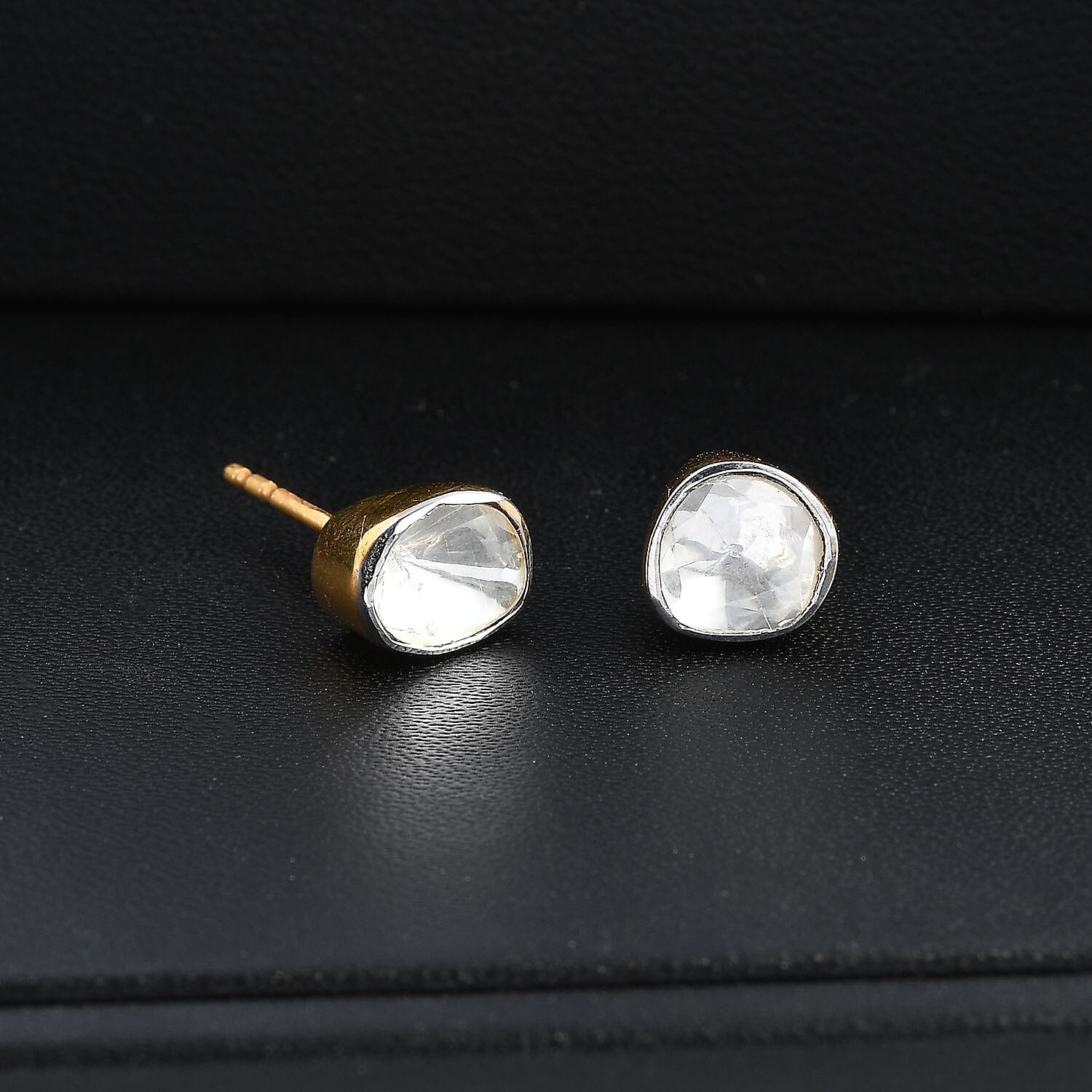 D'Joy Lab Grown Polki Diamond 0.50 ctw Stud Earrings in 18K Vermeil Yellow Gold Over Sterling Silver