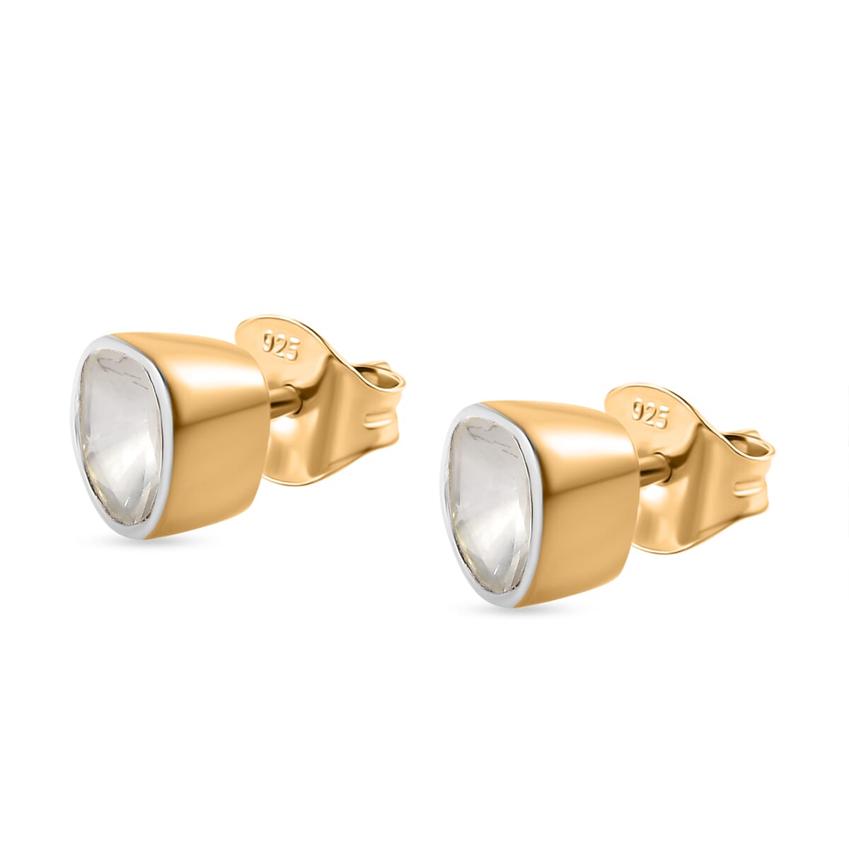 Luxuriant Lab Grown Polki Diamond Stud Earrings in 18K Vermeil YG Over Sterling Silver 0.50 ctw image number 3