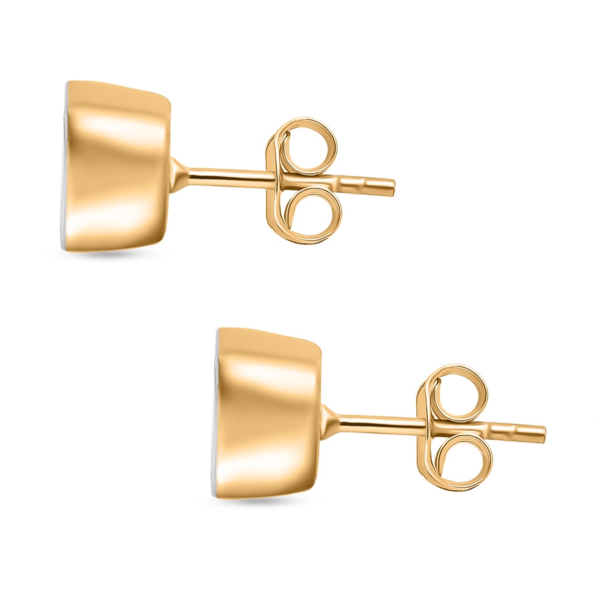 Luxuriant Lab Grown Polki Diamond Stud Earrings in 18K Vermeil YG Over Sterling Silver 0.50 ctw image number 4