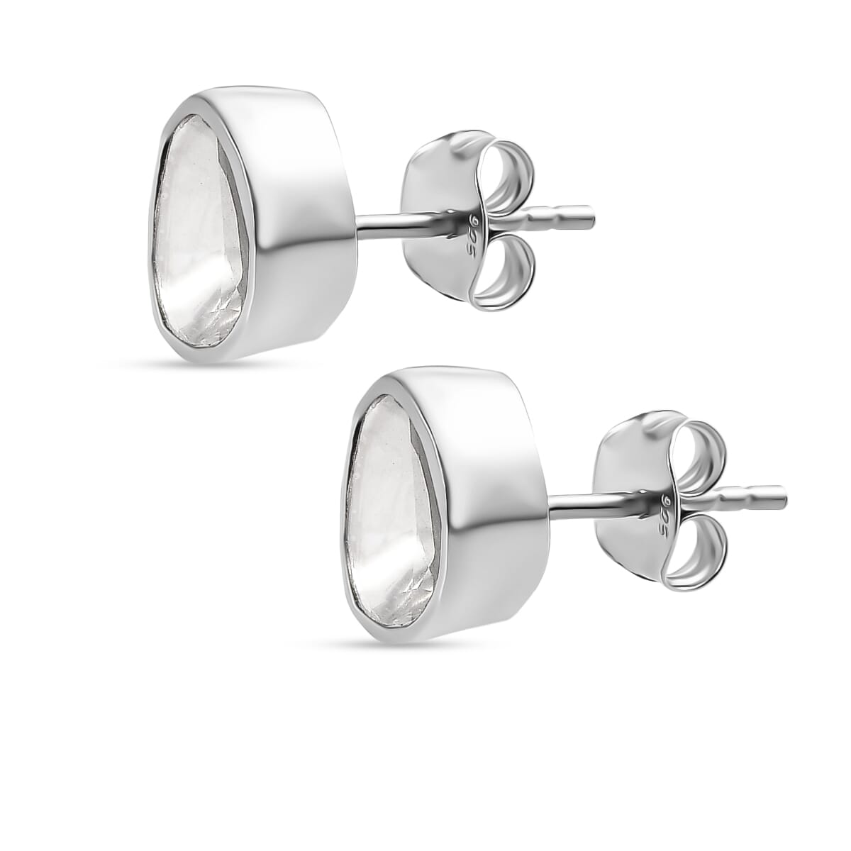 Luxuriant Lab Grown Polki Diamond 0.50 ctw Stud Earrings in Rhodium Over Sterling Silver image number 3