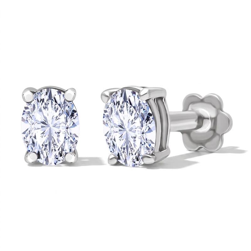 Lab Grown Diamond E-F VS 0.50 ctw Flat Back Earrings in Rhodium Over Sterling Silver