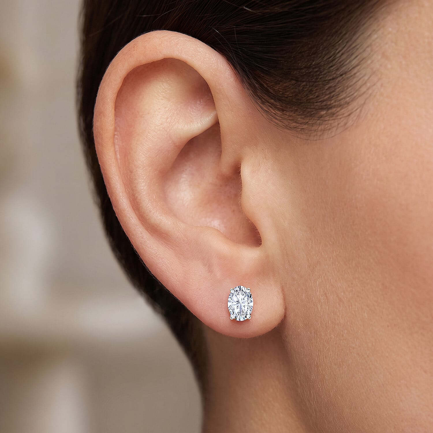 Lab Grown Diamond E-F VS 0.50 ctw Flat Back Earrings in Rhodium Over Sterling Silver