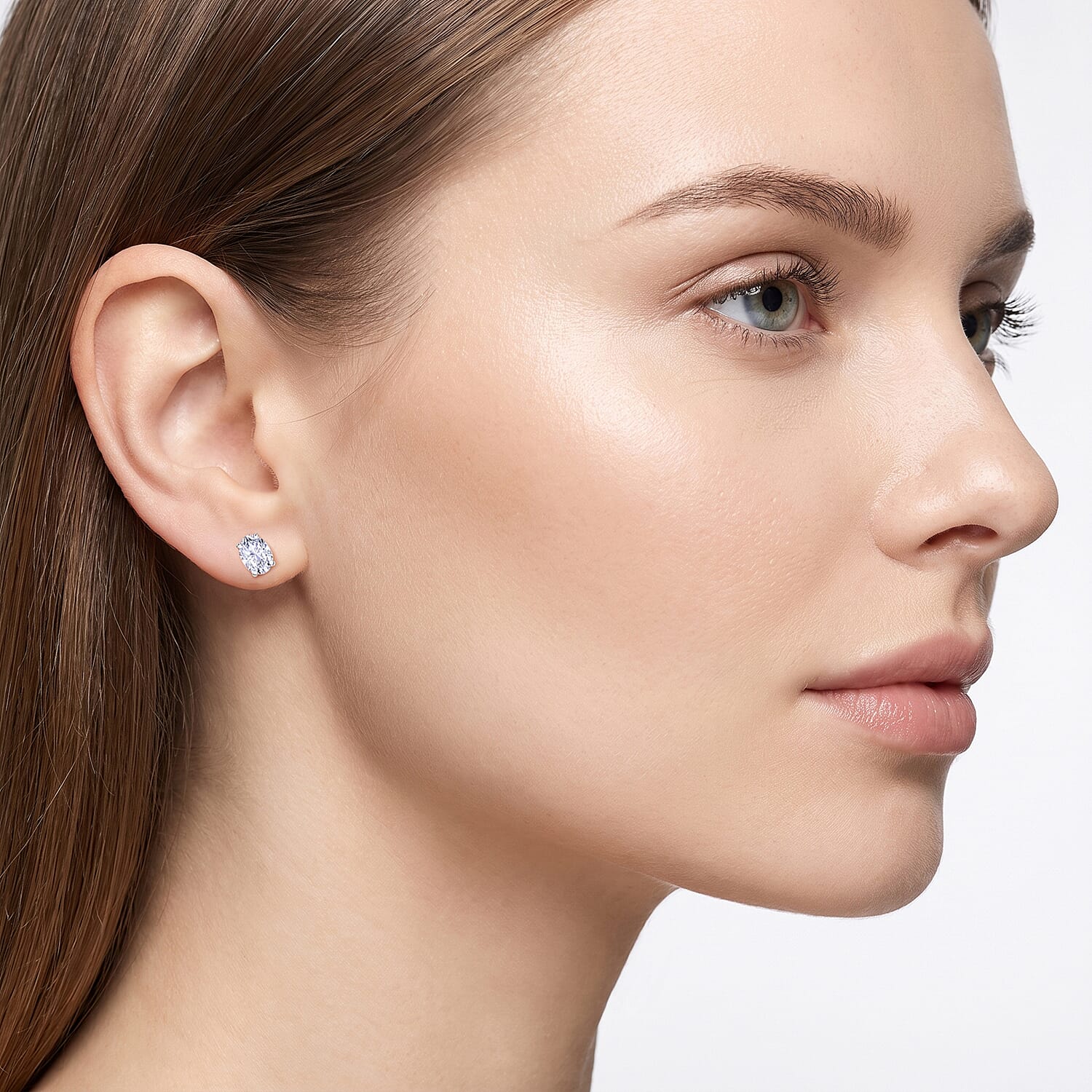 Lab Grown Diamond E-F VS 0.50 ctw Flat Back Earrings in Rhodium Over Sterling Silver