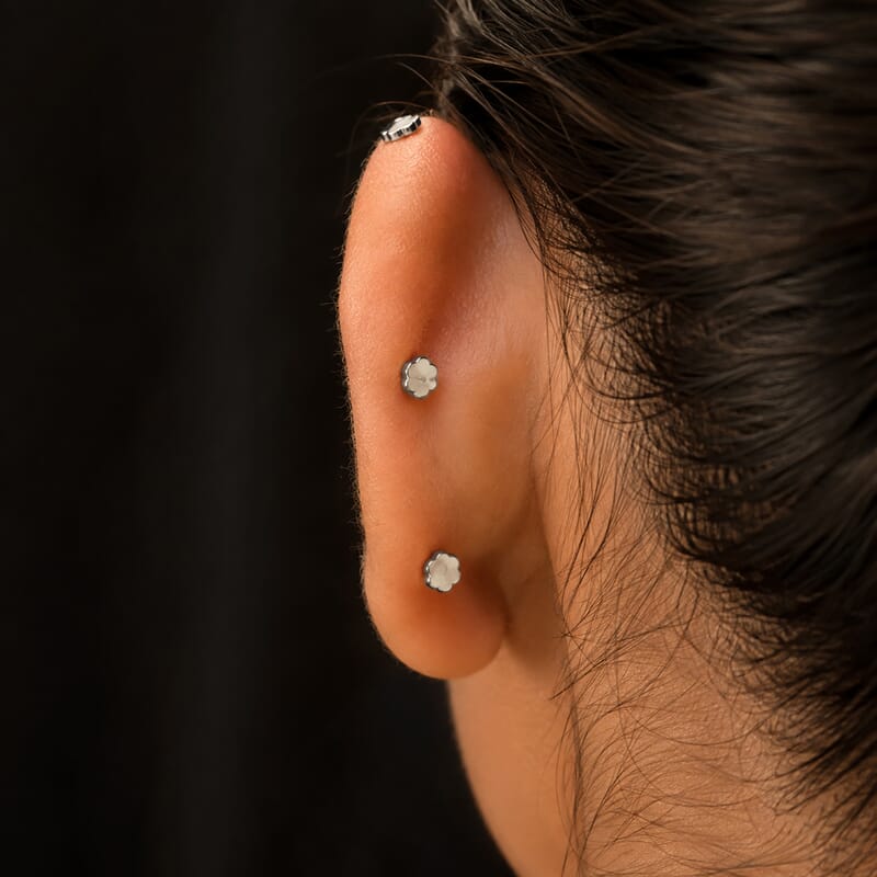 Lab Grown Diamond E-F VS 0.50 ctw Flat Back Earrings in Rhodium Over Sterling Silver