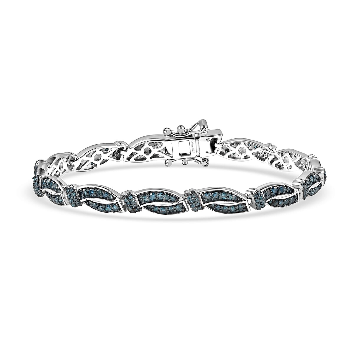 D’Joy Blue Diamond 1.75 ctw Bracelet in Rhodium Over Sterling Silve (6.50 In)  image number 0