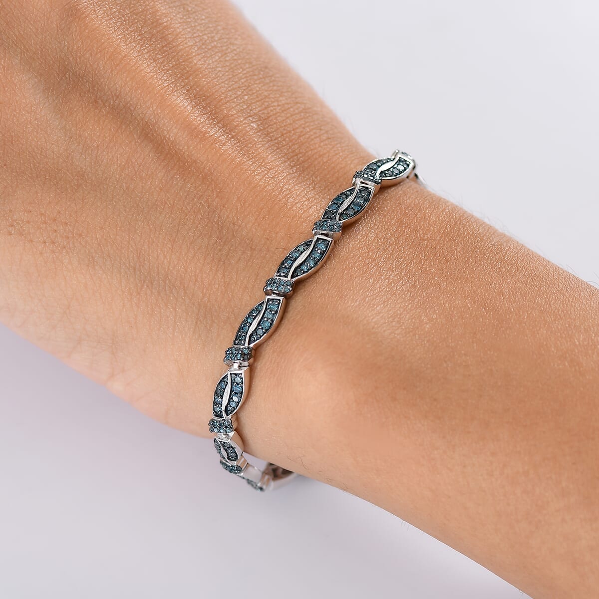 D’Joy Blue Diamond 1.75 ctw Bracelet in Rhodium Over Sterling Silve (6.50 In)  image number 1