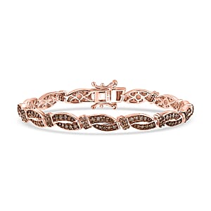 D'Joy Natural Champagne Diamond 1.75 ctw Bracelet in 18K Vermeil Rose Gold Over Sterling Silver (6.50 In)