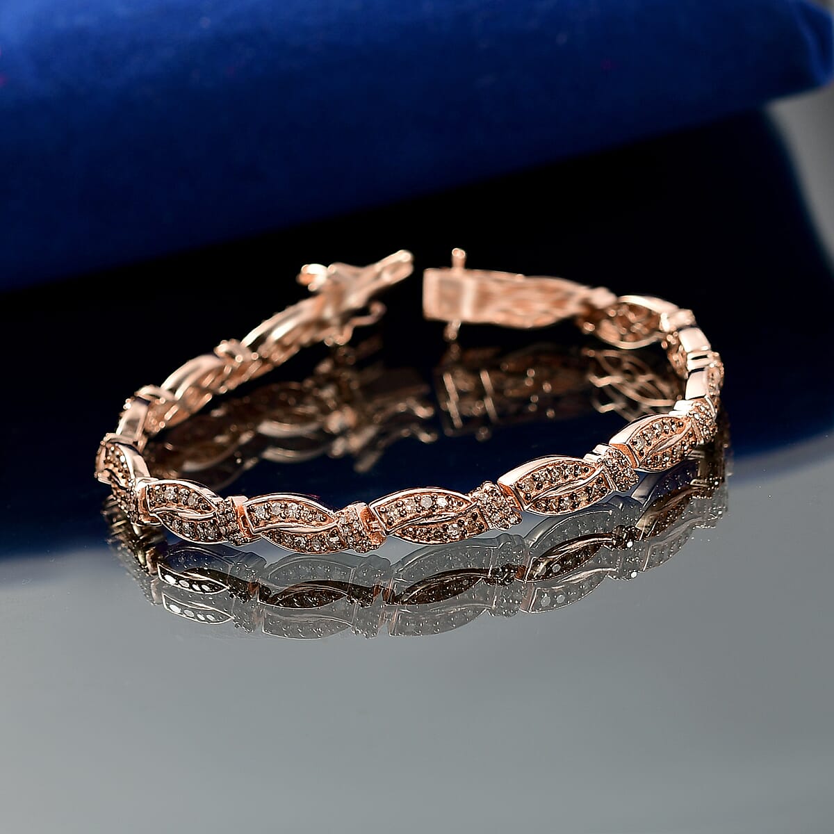 D'Joy Natural Champagne Diamond 1.75 ctw Bracelet in 18K Vermeil Rose Gold Over Sterling Silver (6.50 In) image number 1