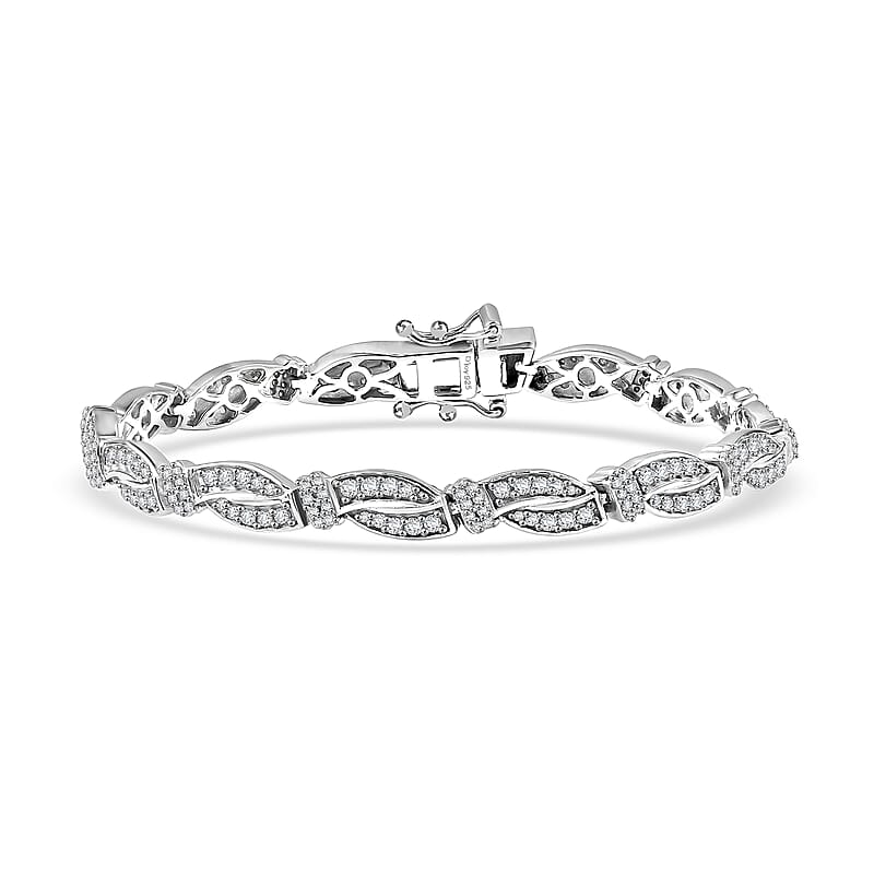 D'Joy Diamond 1.75 ctw Bracelet in Rhodium Over Sterling Silver (6.50 In)