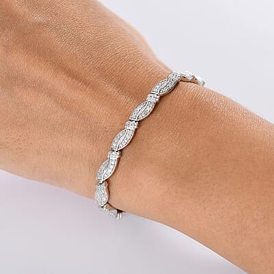 D'Joy Diamond 1.75 ctw Bracelet in Rhodium Over Sterling Silver (6.50 In)