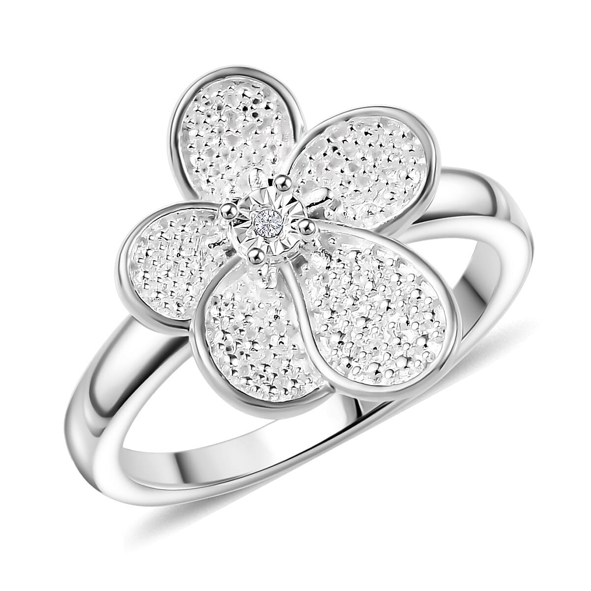 EverTrue White Diamond Accent Petal Radiance Ring in Platinum Bond (Size 10.0) image number 0