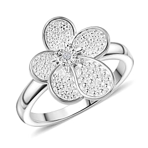 EverTrue White Diamond Accent Petal Radiance Ring in Platinum Bond (Size 10.0)