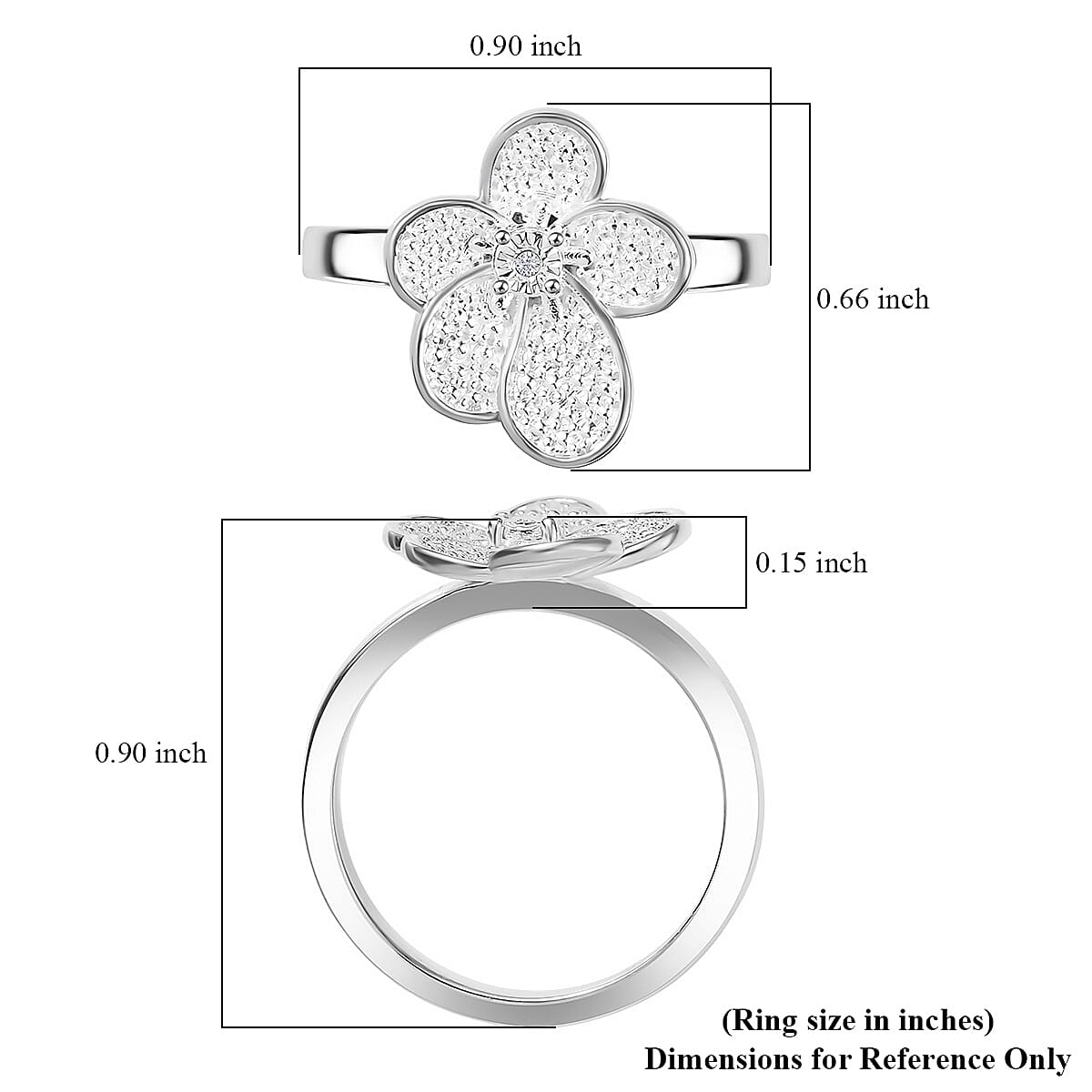 EverTrue White Diamond Accent Petal Radiance Ring in Platinum Bond (Size 7.0) image number 5