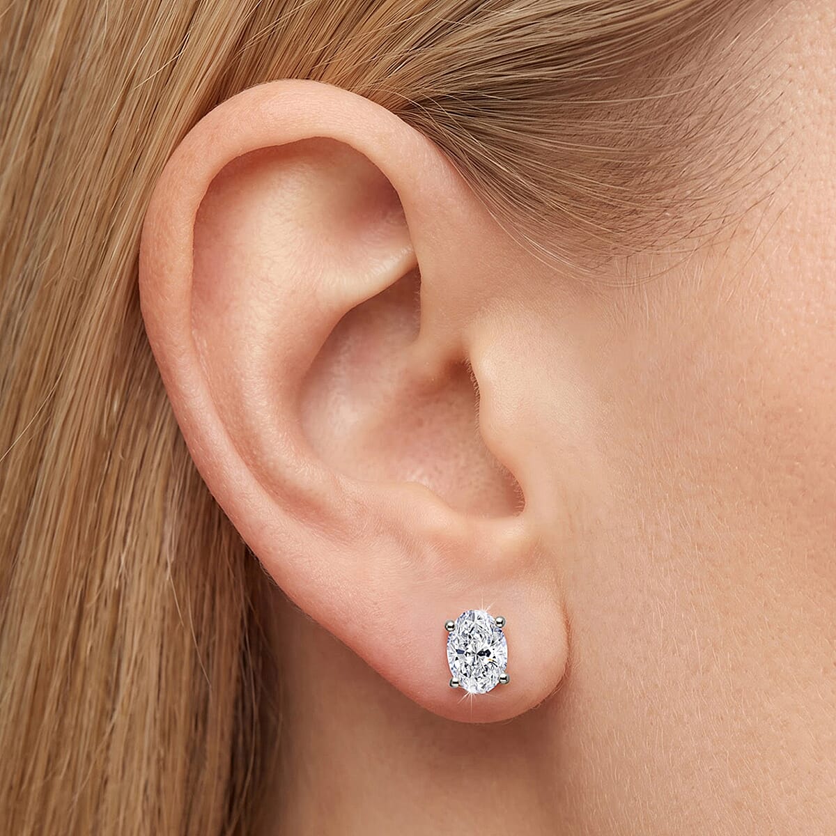 Lab Grown Diamond E-F VS 1.00 ctw Flat Back Earrings in Rhodium Over Sterling Silver