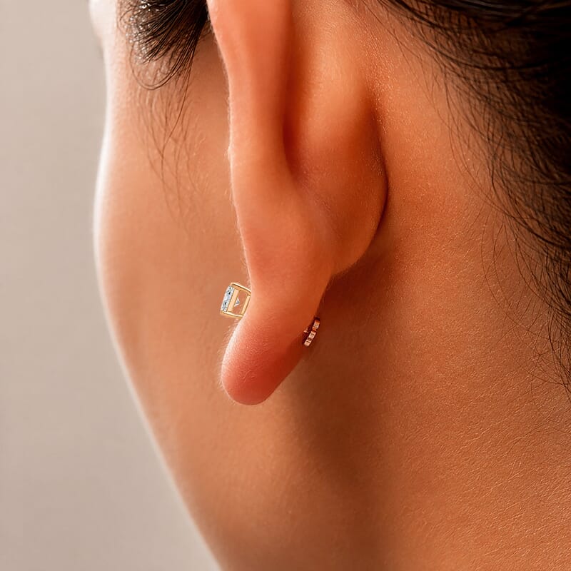 Lab Grown Diamond E-F VS 1.00 ctw Flat Back Earrings in 18K Vermeil Yellow Gold Over Sterling Silver
