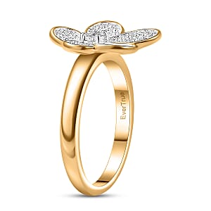 EverTrue White Diamond Accent Petal Radiance Ring in 18K YG Plated and Platinum Bond (Size 7.0)