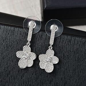 EverTrue White Diamond Accent Petal Radiance Earrings in Platinum Bond