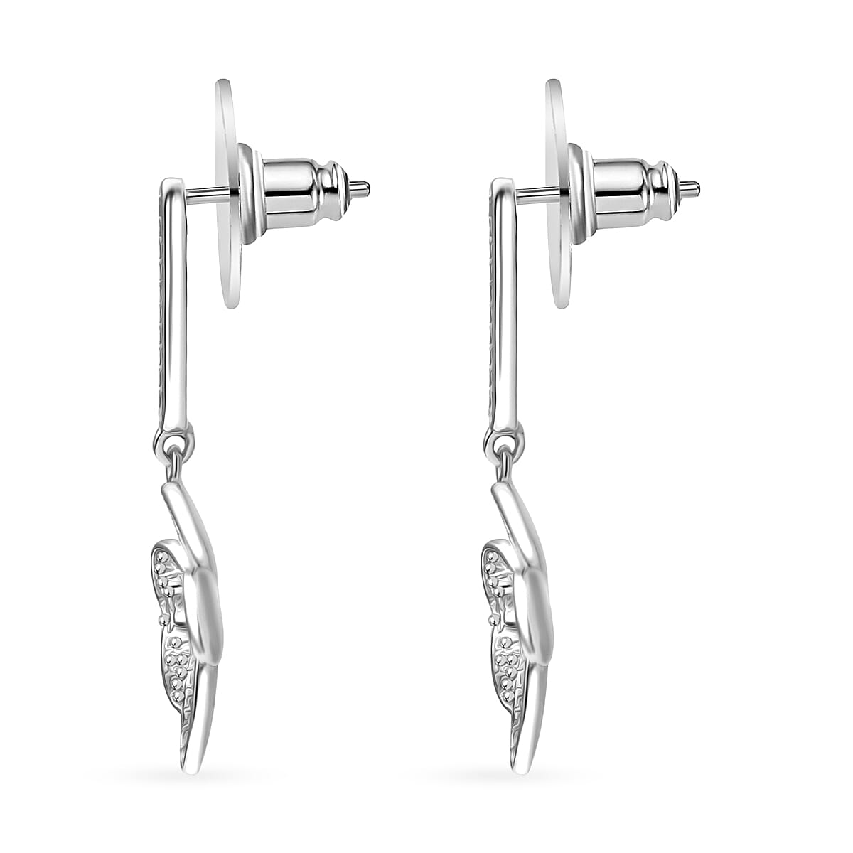 EverTrue White Diamond Accent Petal Radiance Earrings in Platinum Bond image number 3