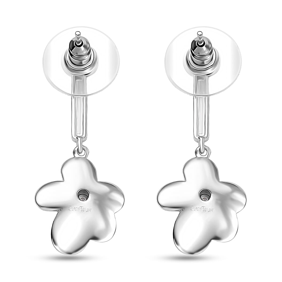 EverTrue White Diamond Accent Petal Radiance Earrings in Platinum Bond image number 4