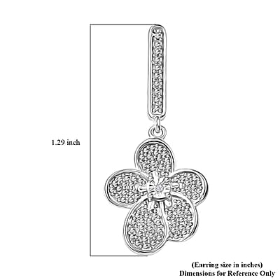 EverTrue White Diamond Accent Petal Radiance Earrings in Platinum Bond