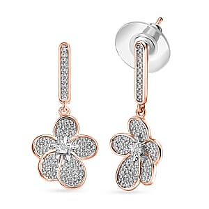 EverTrue White Diamond Accent Petal Radiance Earrings in 18K RG Plated and Platinum Bond
