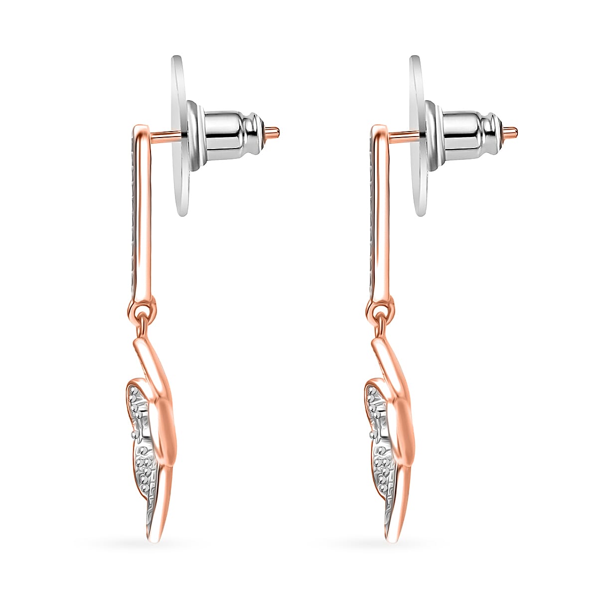 EverTrue White Diamond Accent Petal Radiance Earrings in 18K RG Plated and Platinum Bond image number 3