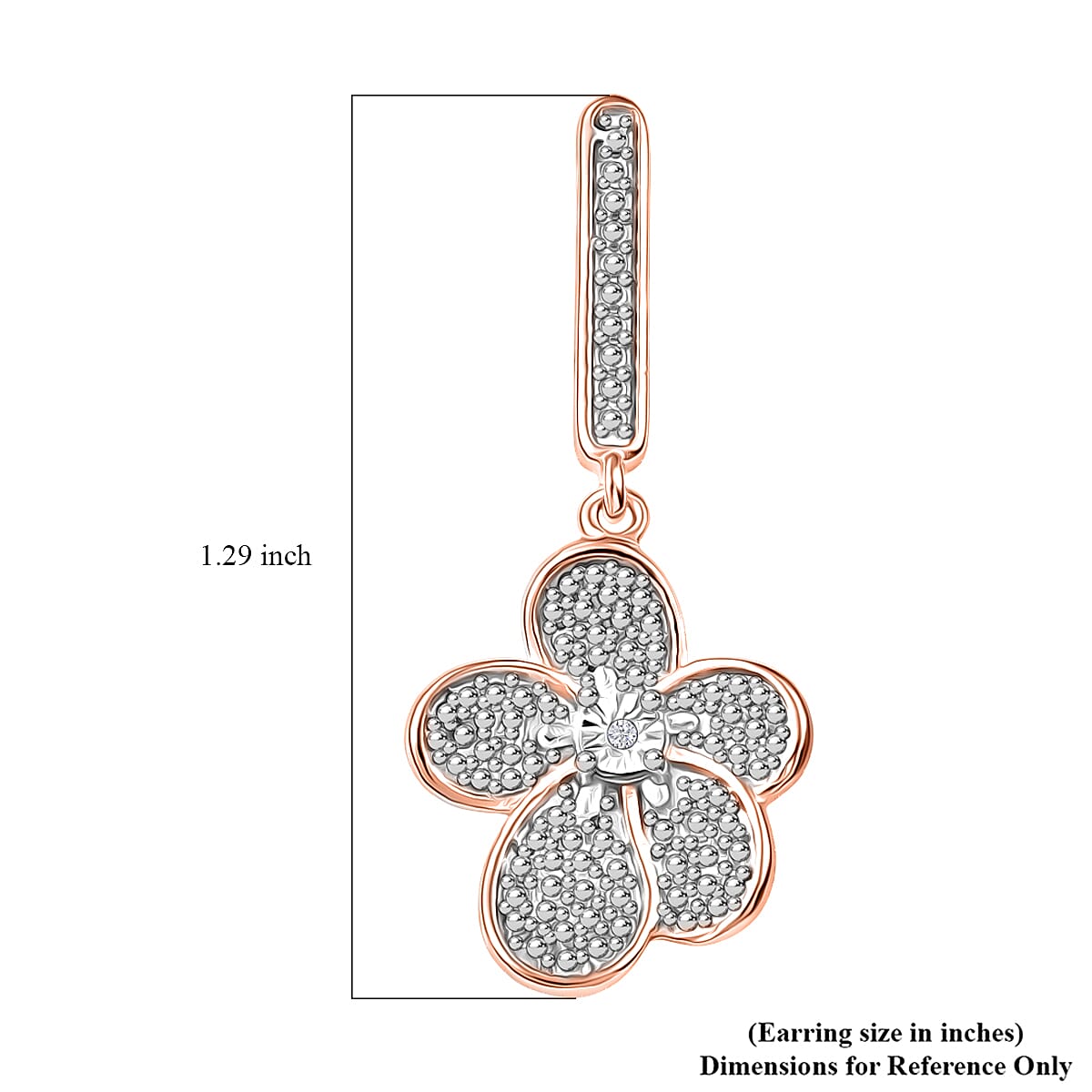 EverTrue White Diamond Accent Petal Radiance Earrings in 18K RG Plated and Platinum Bond