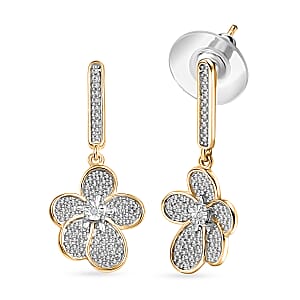 EverTrue White Diamond Accent Petal Radiance Earrings in 18K YG Plated and Platinum Bond
