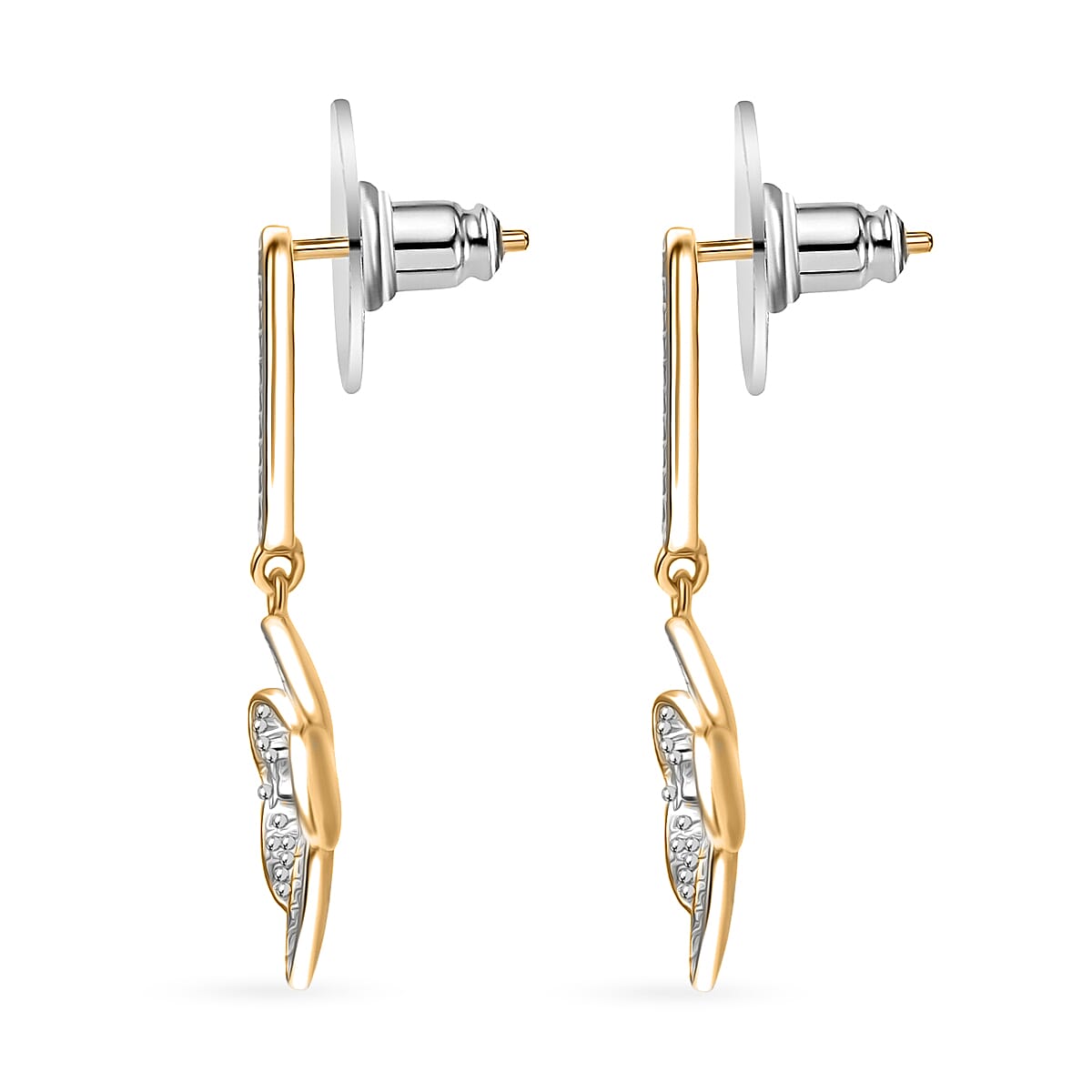 EverTrue White Diamond Accent Petal Radiance Earrings in 18K YG Plated and Platinum Bond image number 3