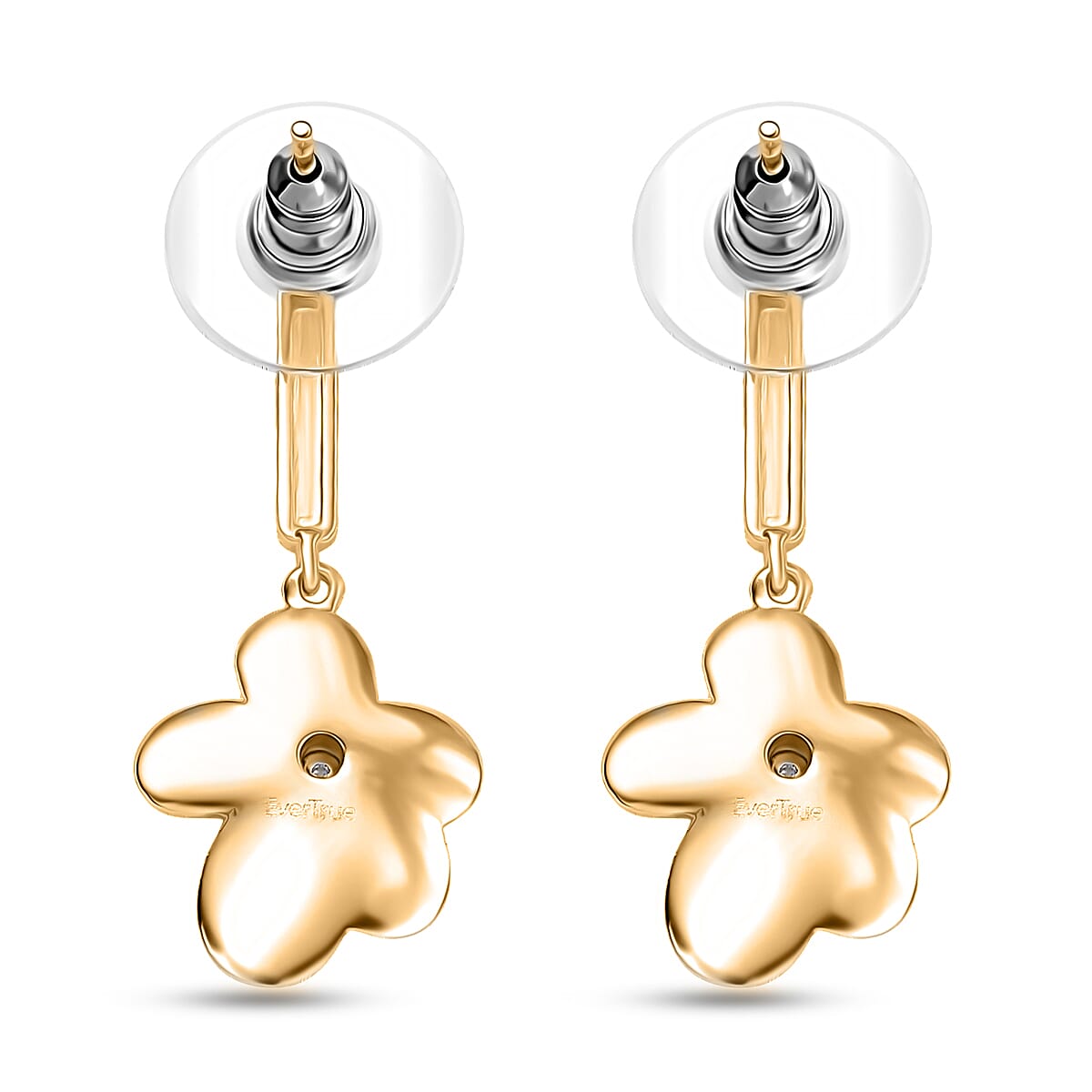 EverTrue White Diamond Accent Petal Radiance Earrings in 18K YG Plated and Platinum Bond image number 4