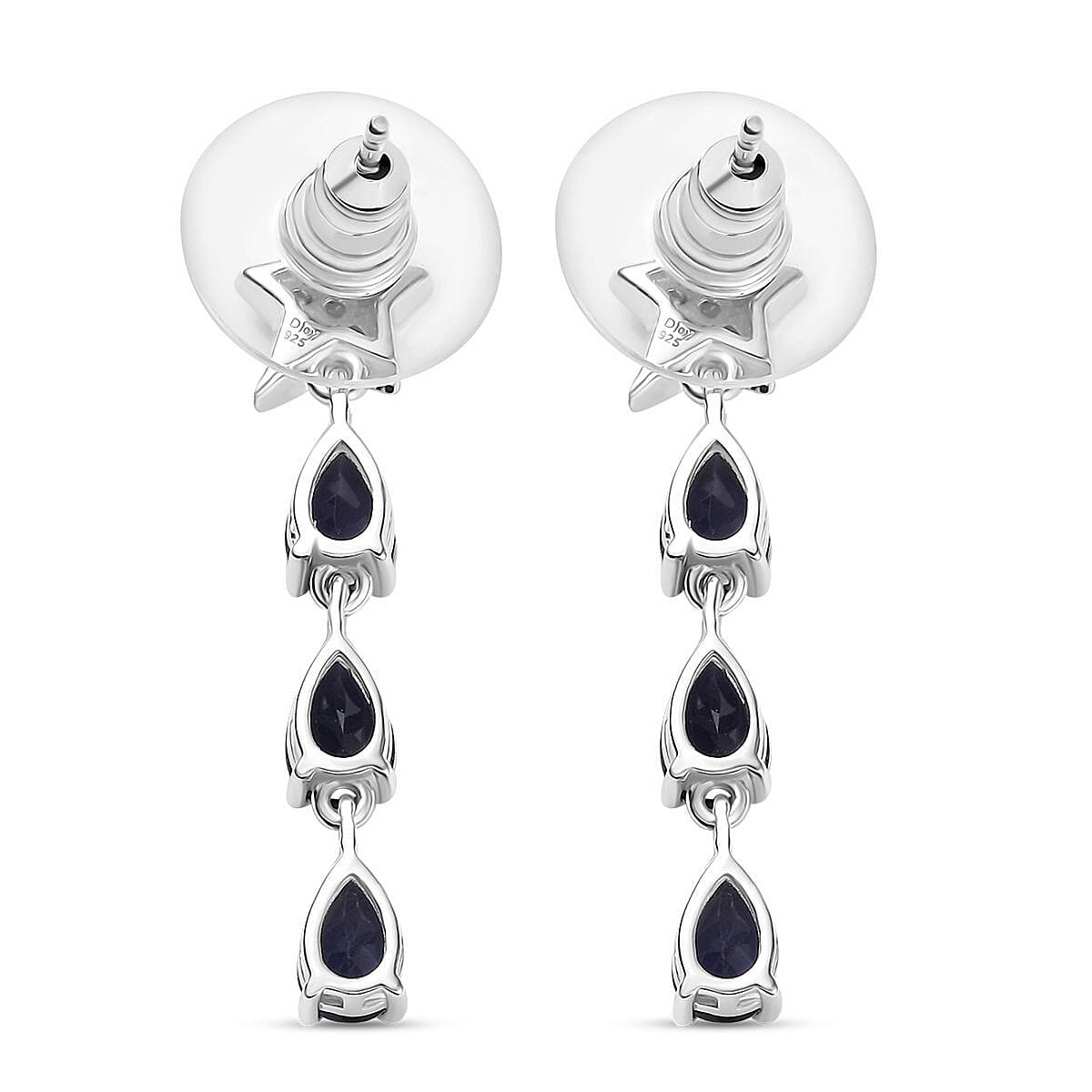 D'Joy Catalina Iolite and White Zircon 2.10 ctw Astra Drops Earrings in Rhodium Over Sterling Silver