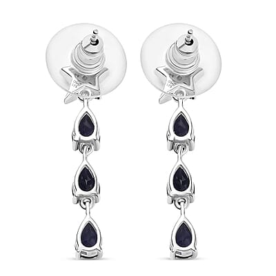 D'Joy Catalina Iolite and White Zircon 2.10 ctw Astra Drops Earrings in Rhodium Over Sterling Silver