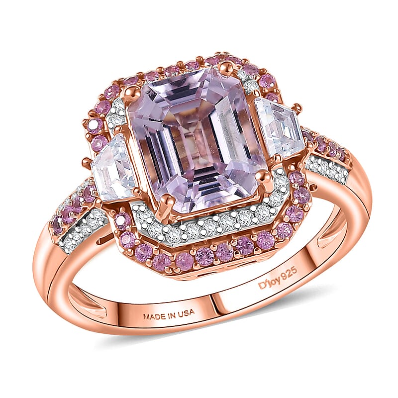D Joy Martha Rocha Kunzite, Multi Gemstone Victorian Era Ring in 18K Vermeil RG Over Sterling Silver 5.40 ctw (Size 10.0)