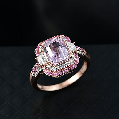 D Joy Martha Rocha Kunzite, Multi Gemstone Victorian Era Ring in 18K Vermeil RG Over Sterling Silver 5.40 ctw (Size 10.0)