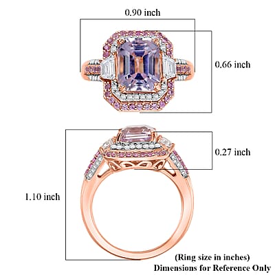 D Joy Martha Rocha Kunzite, Multi Gemstone Victorian Era Ring in 18K Vermeil RG Over Sterling Silver 5.40 ctw (Size 10.0)