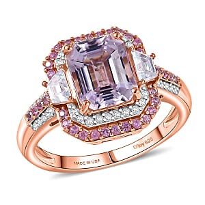 Doorbuster D’joy Premium Martha Rocha Kunzite and Multi Gemstone 5.40 ctw Art Deco Ring in 18K Vermeil Rose Gold Over Sterling Silver (Size 6.0)
