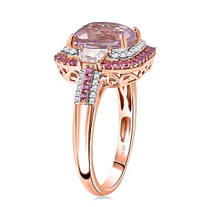 D'Joy Martha Rocha Kunzite, Multi Gemstone Victorian Era Ring in 18K Vermeil RG Over Sterling Silver 5.30 ctw (Size 7.0)
