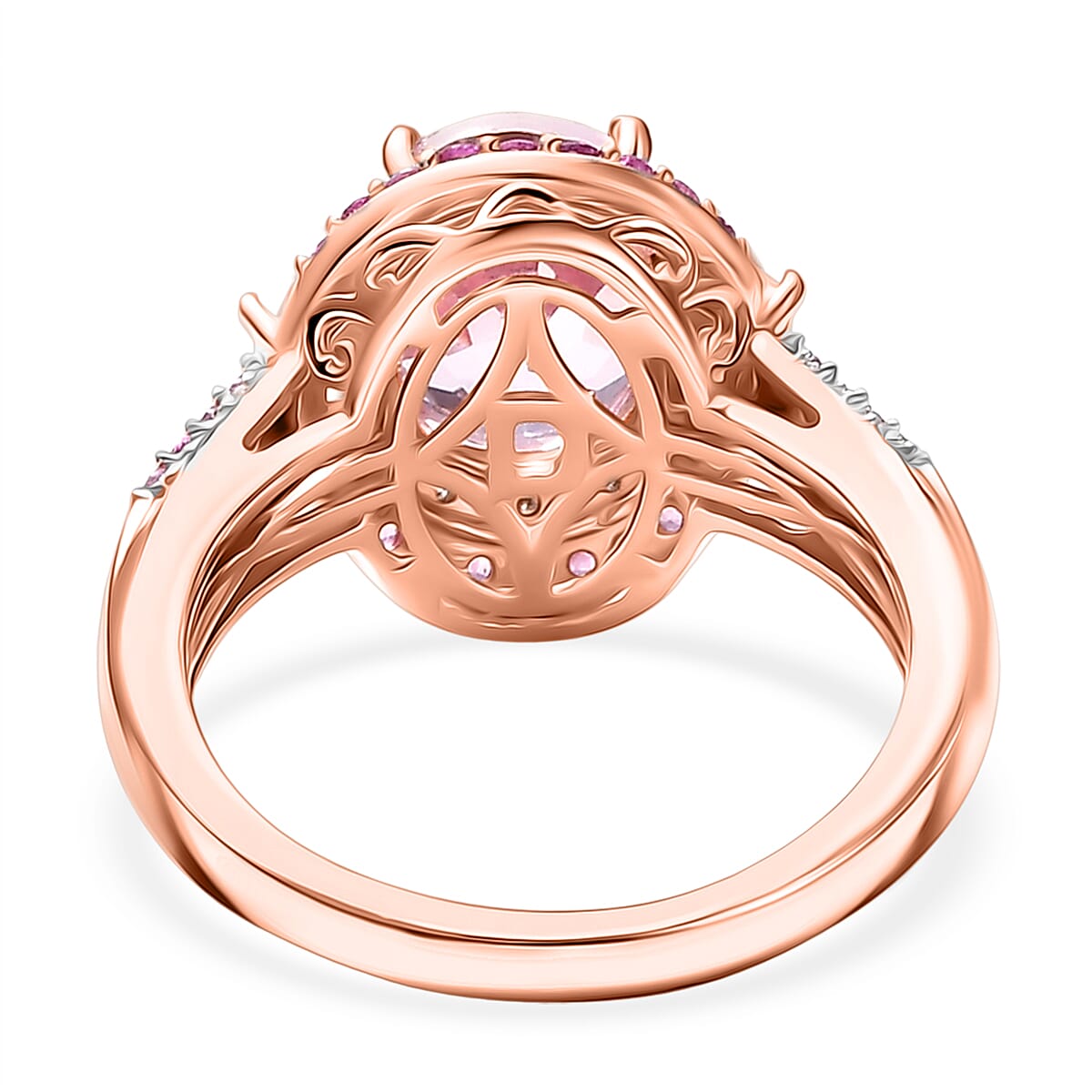 Doorbuster D'Joy Premium Martha Rocha Kunzite and Multi Gemstone 4.80 ctw Art Deco Ring in 18K Vermeil Rose Gold Over Sterling Silver (Size 10.0) image number 4
