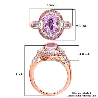 D'Joy Martha Rocha Kunzite, Multi Gemstone Victorian Era Ring in 18K Vermeil RG Over Sterling Silver 4.80 ctw (Size 8.0)