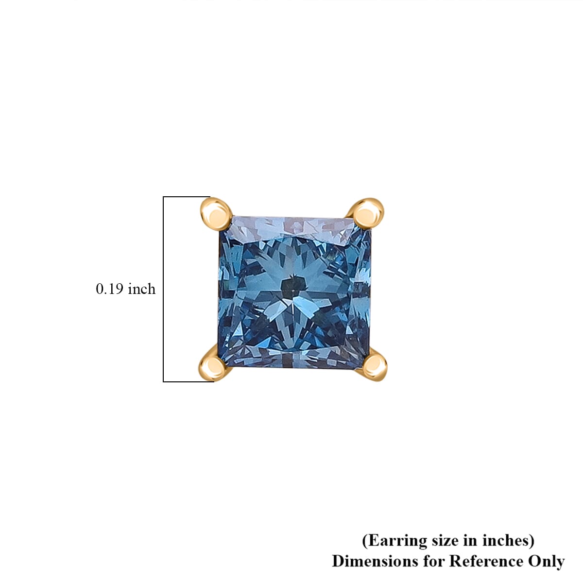 Luxuriant Lab Grown Blue Diamond SI 1.00 ctw Solitaire Stud Earring in 18K Vermeil Yellow Gold Over Sterling Silver image number 3