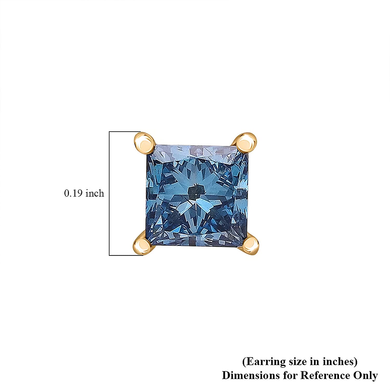 Luxuriant Lab Grown Blue Diamond (IR) SI 1.00 ctw Solitaire Stud Earring in 18K Vermeil Yellow Gold Over Sterling Silver