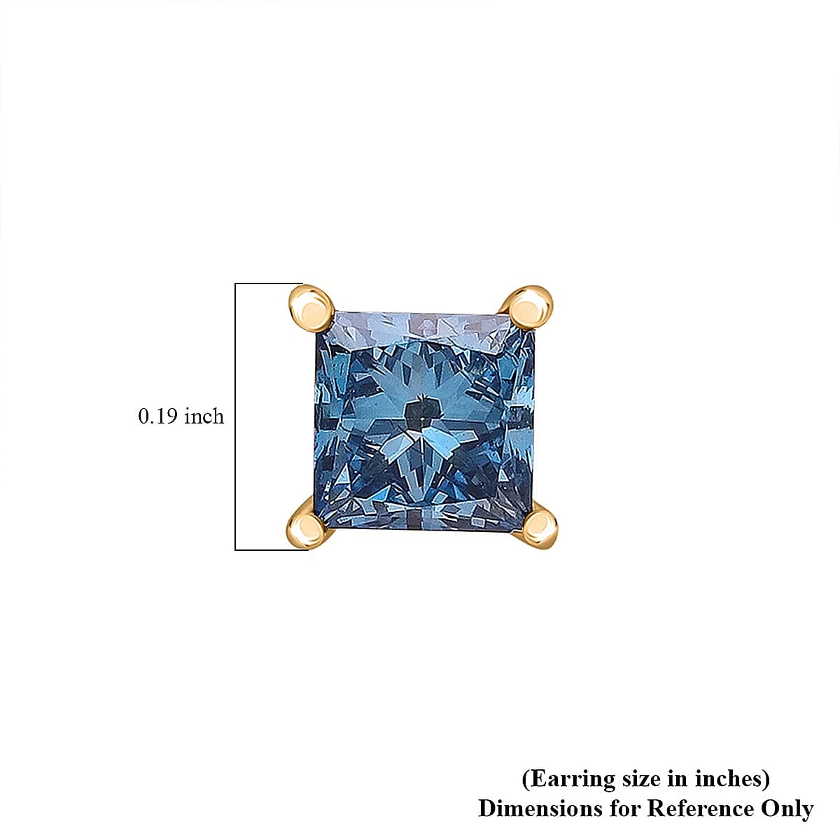 Luxuriant Lab Grown Blue Diamond (IR) SI 1.00 ctw Solitaire Stud Earring in 18K Vermeil Yellow Gold Over Sterling Silver image number 6