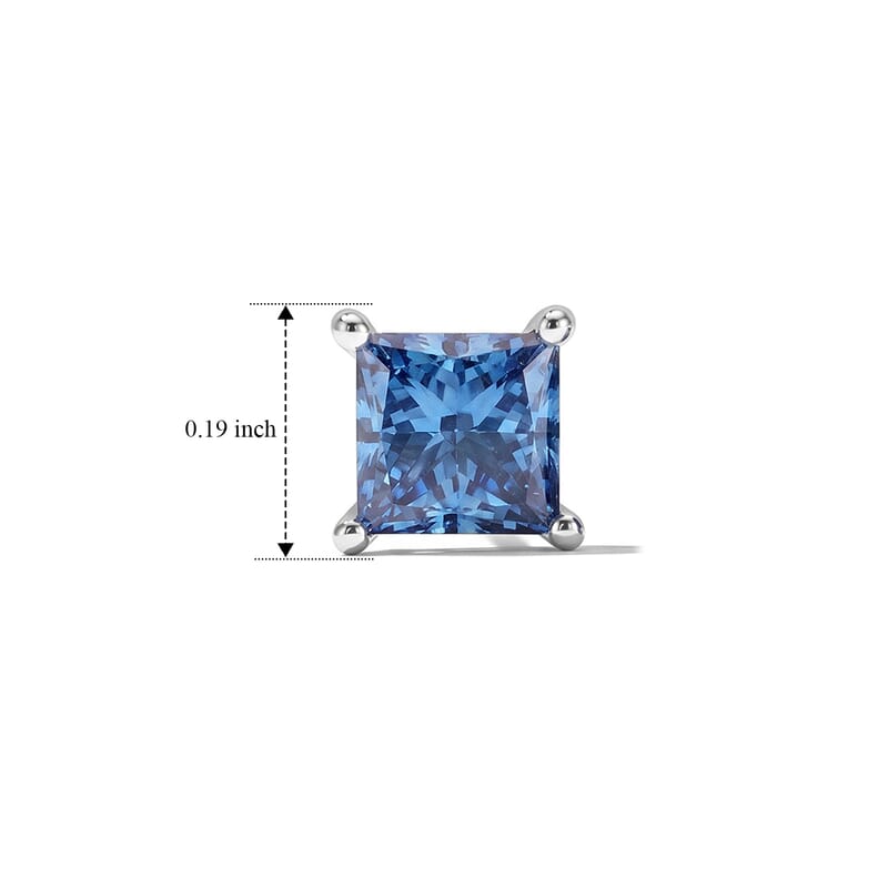 Luxuriant Lab Grown Blue Diamond (IR) SI 1.00 ctw Solitaire Stud Earrings in Rhodium Over Sterling Silver