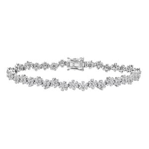 D'Joy Diamond 2.00 ctw Floral Garden Bracelet in Rhodium Over Sterling Silver (6.50 In)