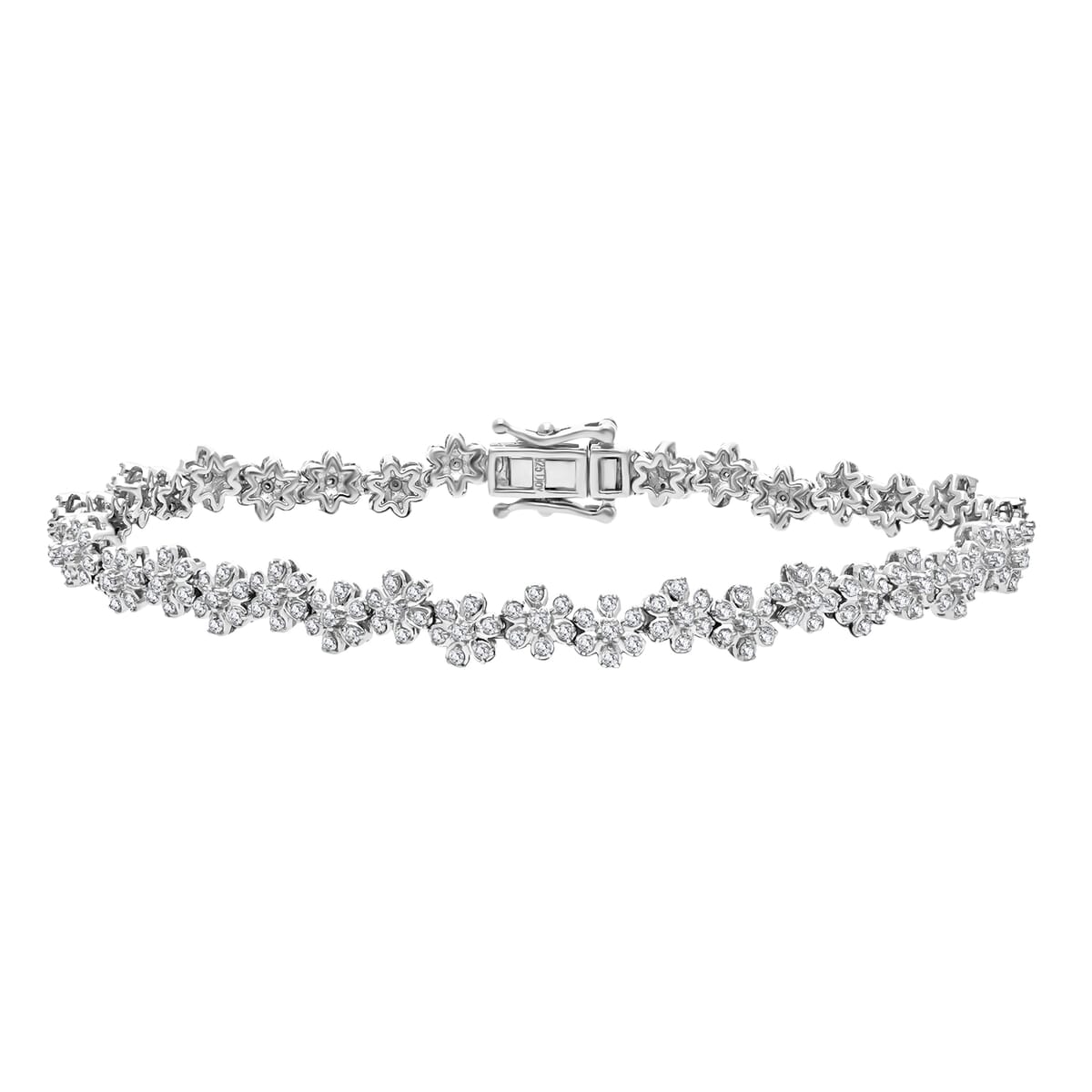 D'Joy Diamond 2.00 ctw Floral Garden Bracelet in Rhodium Over Sterling Silver (7.25 In) image number 0