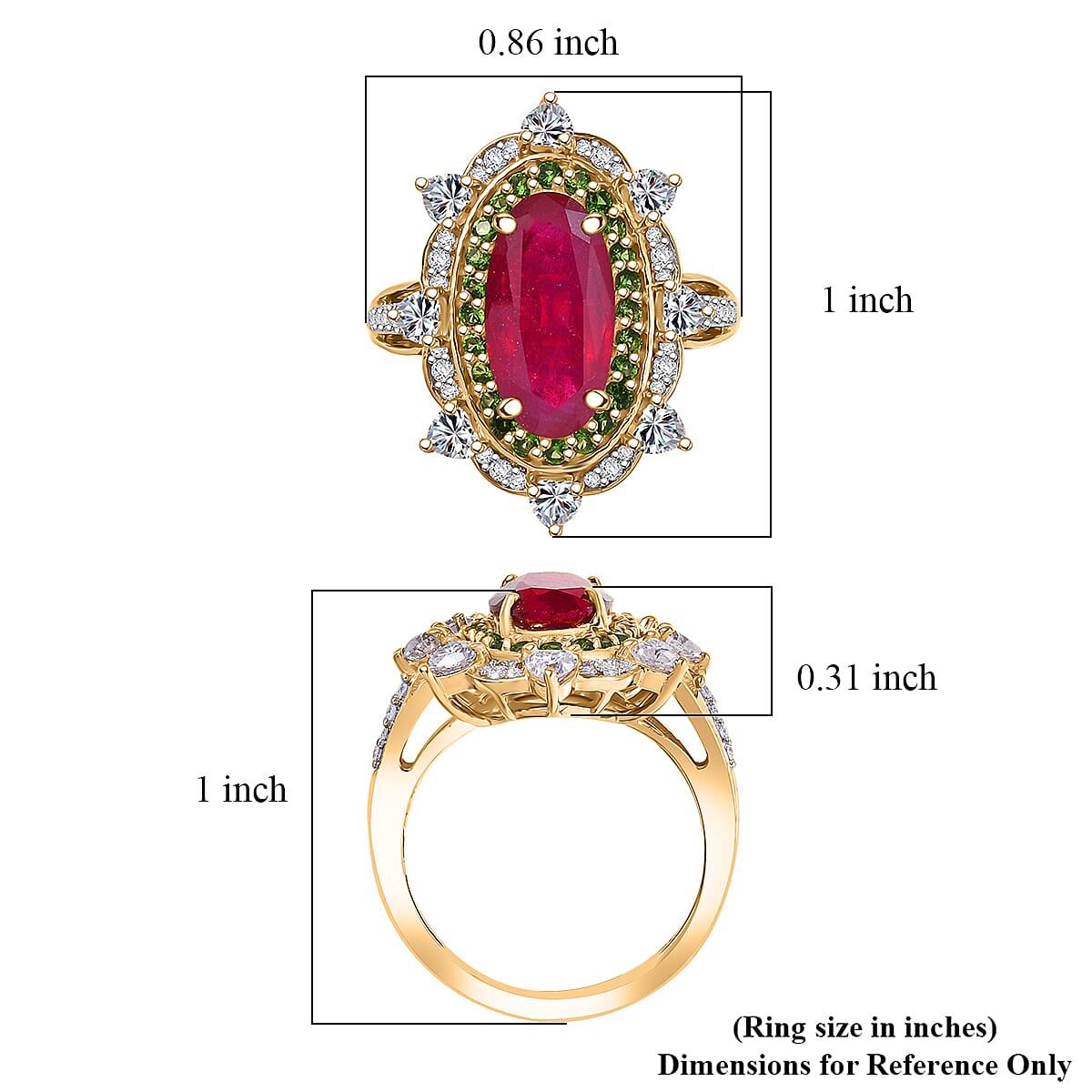 D Joy Niassa Ruby, Multi Gemstone Heart Ring in 18K Vermeil YG Over Sterling Silver 6.50 ctw (Size 8.0) image number 5