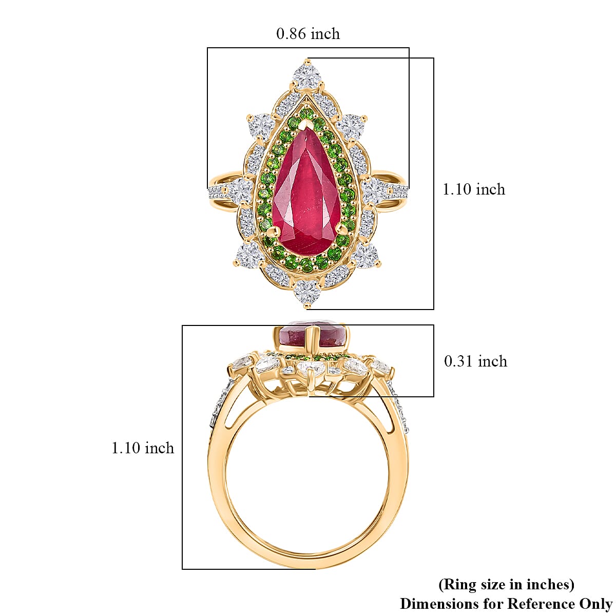 D Joy Niassa Ruby, Multi Gemstone Heart Ring in 18K Vermeil YG Over Sterling Silver 6.10 ctw (Size 8.0) image number 5