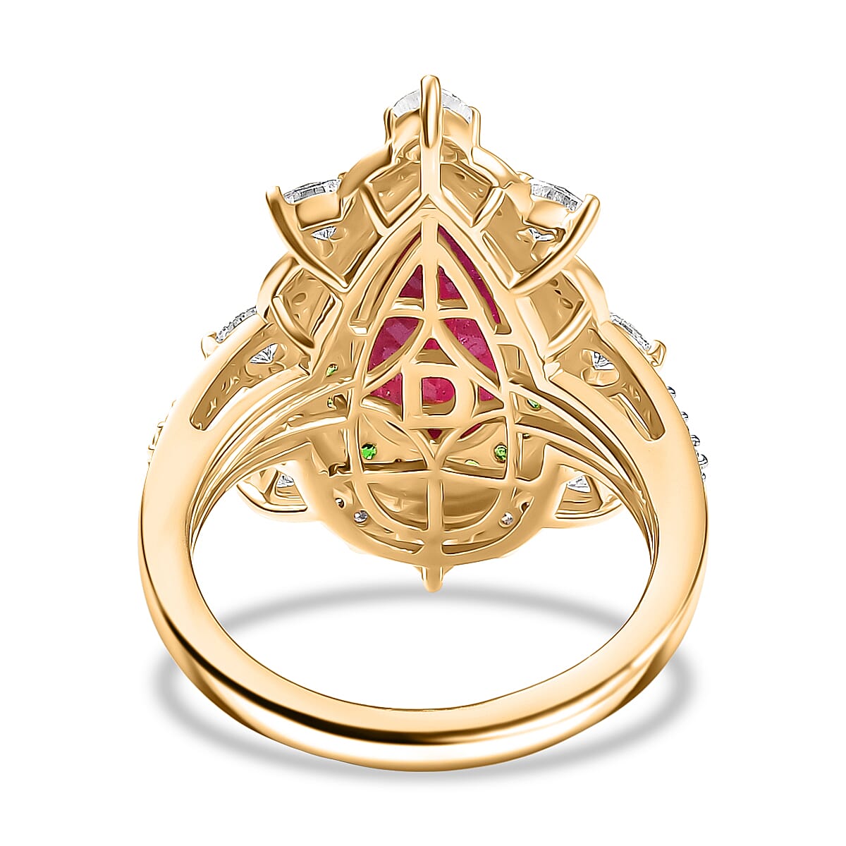 D Joy Niassa Ruby, Multi Gemstone Heart Ring in 18K Vermeil YG Over Sterling Silver 6.10 ctw (Size 9.0) image number 4